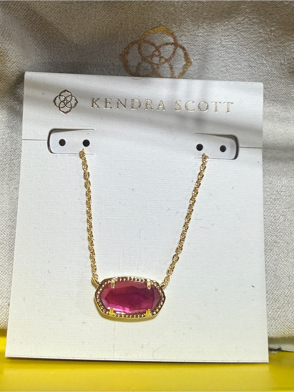 Kendra Scott Gold Necklace with Berry Colored Gemstone NIB